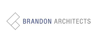 The logo features a geometric design on the left with the words "BRANDON ARCHITECTS" in a modern font, with "BRANDON" in blue and "ARCHITECTS" in gray.