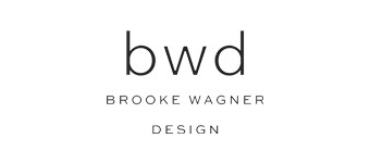 The logo features the text "bwd" in lowercase black letters, with "BROOKE WAGNER" in smaller uppercase letters below, followed by "DESIGN" in uppercase.