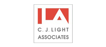 The logo features a red and white geometric design above the text "C. J. LIGHT" in uppercase letters, with "ASSOCIATES" below it, all enclosed in a square.