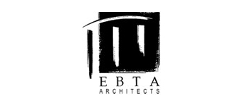 The logo features a stylized architectural graphic in black and white, with the text "EBTA ARCHITECTS" in uppercase letters below it.