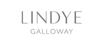 The logo displays the text "LINDYE" in large, elegant uppercase letters, with "GALLOWAY" written in smaller, uppercase letters below it, all in a clean, gray font.