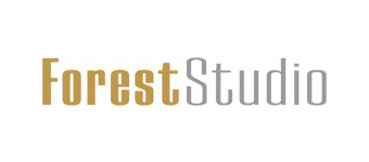 The logo features the text "ForestStudio" with "Forest" in a bold, golden color and "Studio" in a lighter gray, both in a modern, sans-serif font.