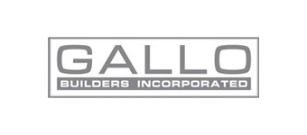 The logo features "GALLO BUILDERS INCORPORATED" in bold, uppercase grey letters within a rectangular border on a white background.