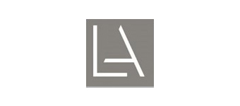 A gray square logo with the letters "LA" in white, where the letters are stylized with clean, angular lines.