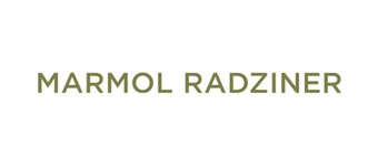 A minimalistic logo with "MARMOL RADZINER" in uppercase olive green text, centered against a white background.