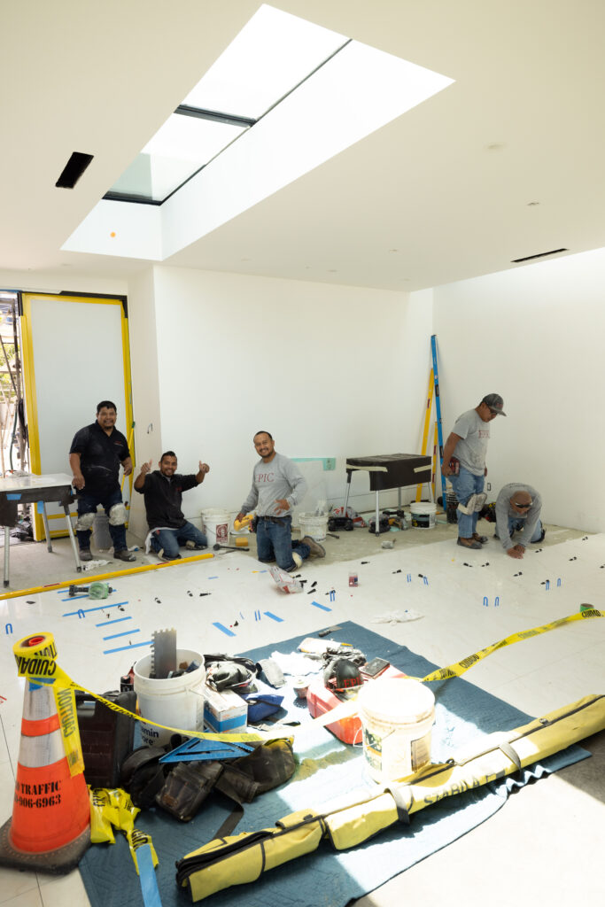 Epic Ceramic & Stone crew working on a fall kitchen renovation in Orange County