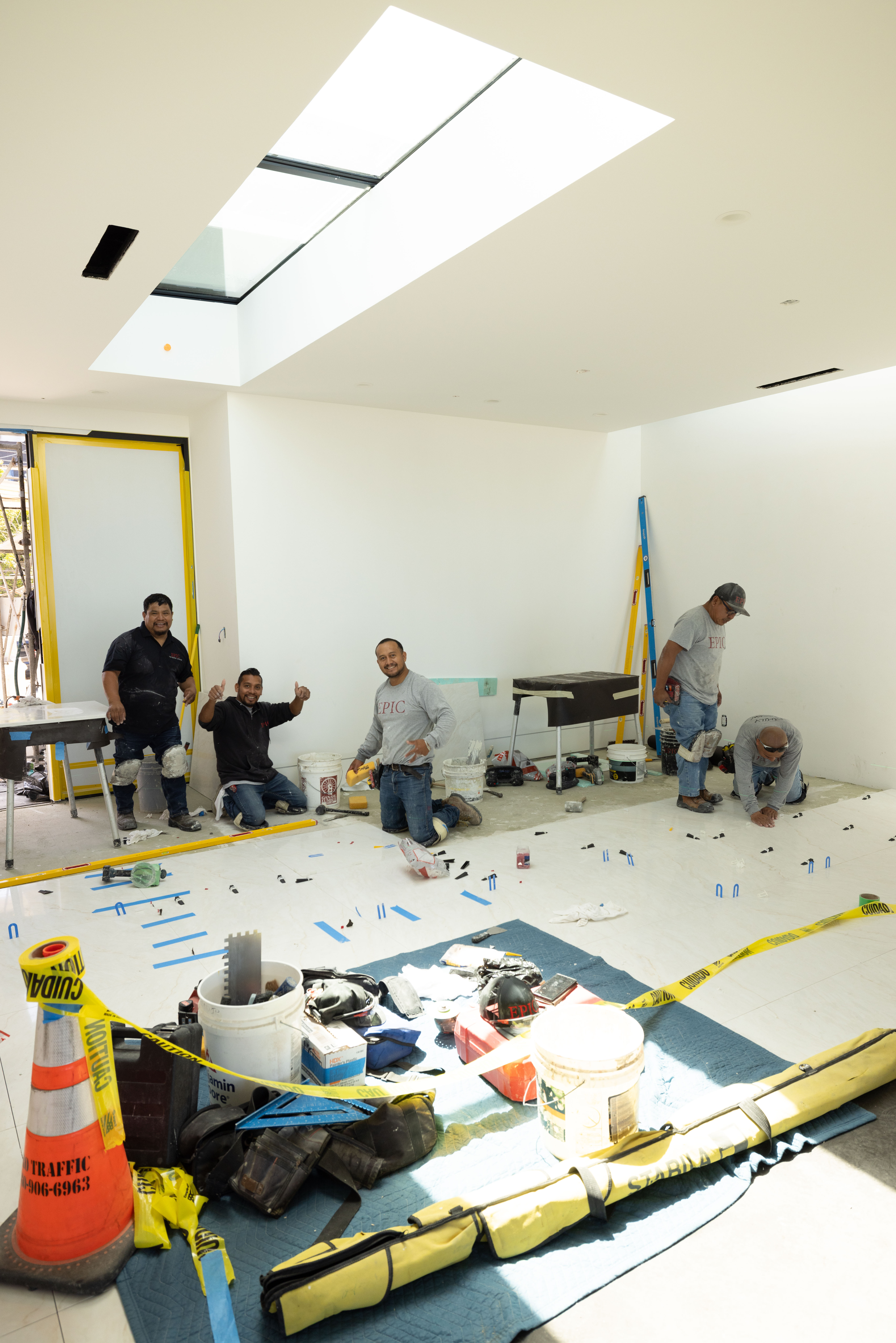 Epic Ceramic & Stone crew working on a fall kitchen renovation in Orange County