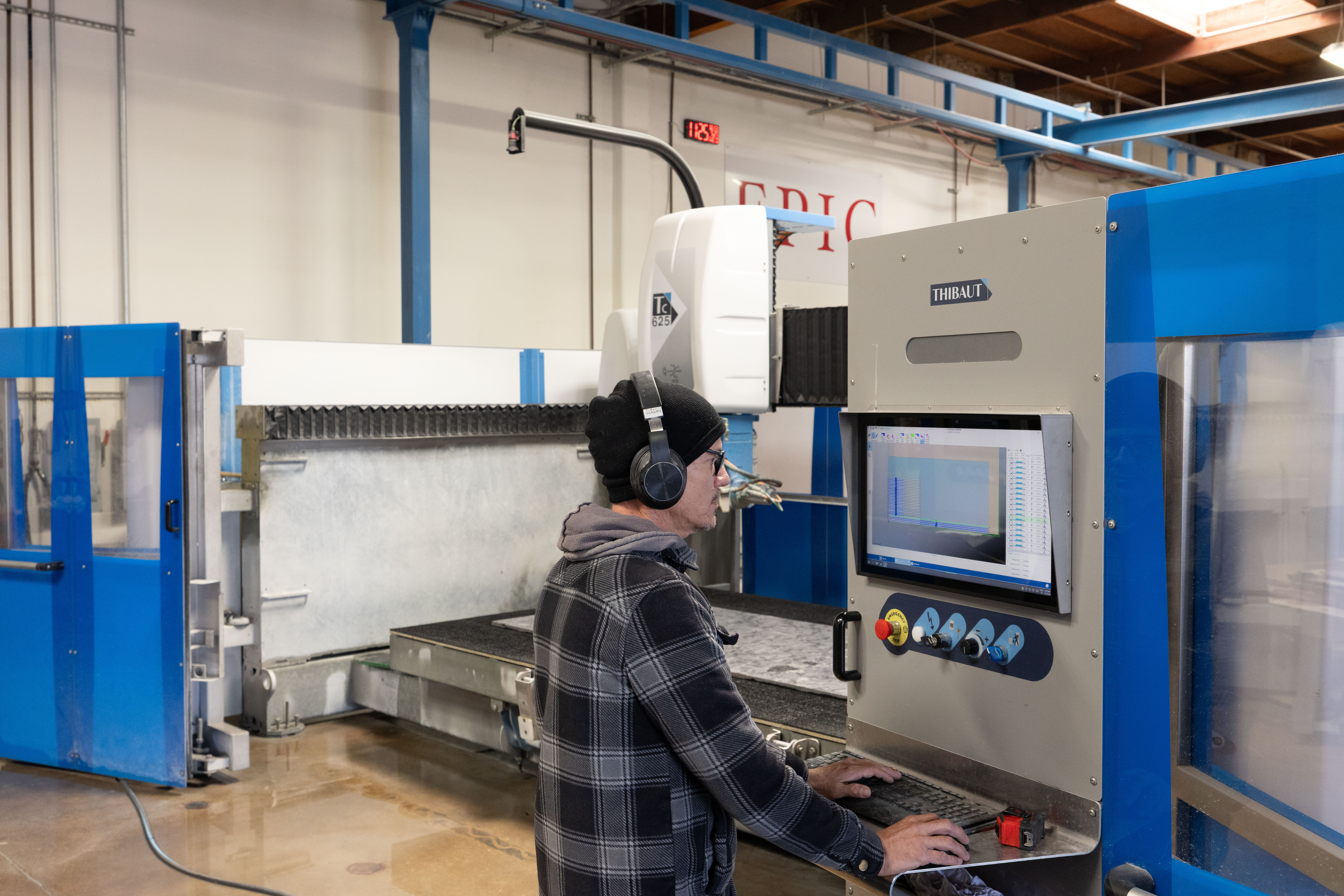 Computerized stone fabrication equipment at Epic Ceramic & Stone